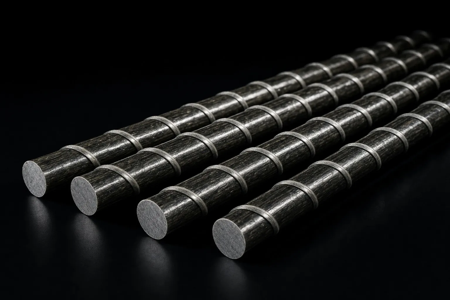 GFRP rebar — laid on concrete, surface detail